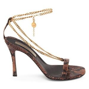 Stella McCartney Croc-Print Logo Charm Sandals